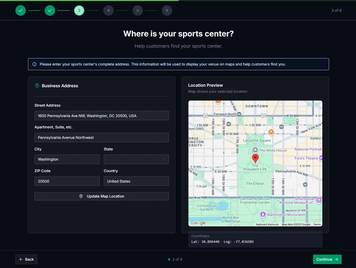 Metegol onboarding process showing photo upload step with helpful tips